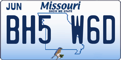 MO license plate BH5W6D