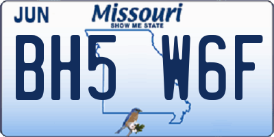 MO license plate BH5W6F