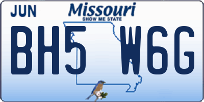 MO license plate BH5W6G