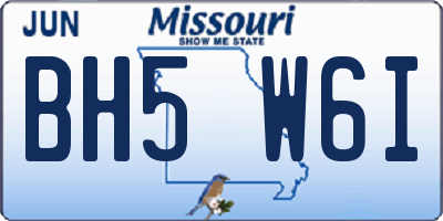 MO license plate BH5W6I