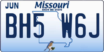 MO license plate BH5W6J