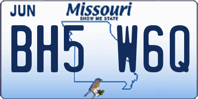 MO license plate BH5W6Q