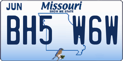 MO license plate BH5W6W