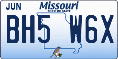MO license plate BH5W6X