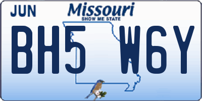 MO license plate BH5W6Y