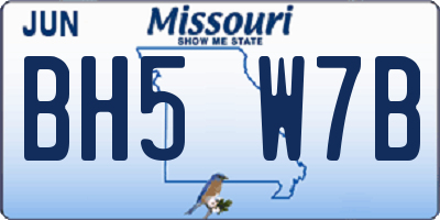MO license plate BH5W7B