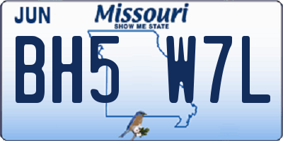 MO license plate BH5W7L