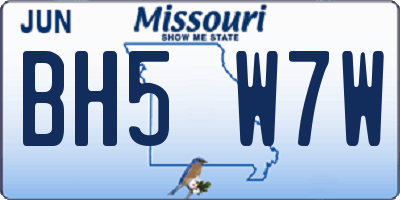 MO license plate BH5W7W