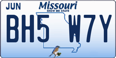 MO license plate BH5W7Y