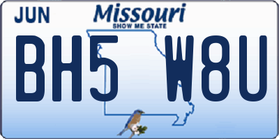 MO license plate BH5W8U