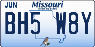 MO license plate BH5W8Y