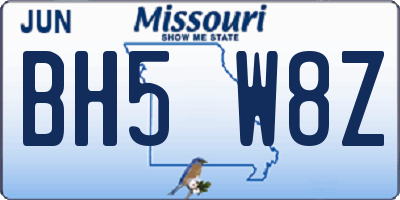 MO license plate BH5W8Z