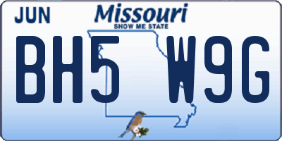 MO license plate BH5W9G