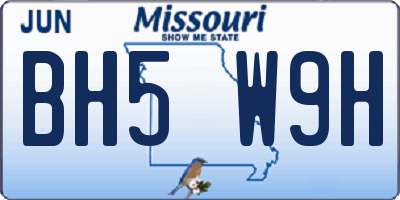 MO license plate BH5W9H