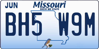 MO license plate BH5W9M