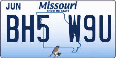 MO license plate BH5W9U