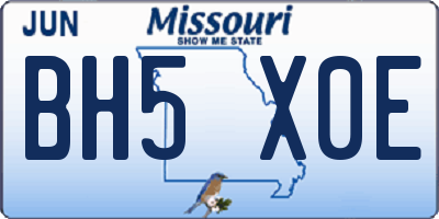 MO license plate BH5X0E
