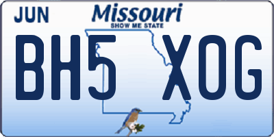 MO license plate BH5X0G