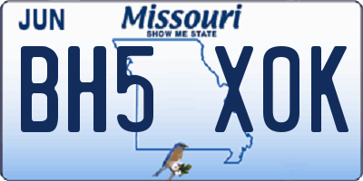 MO license plate BH5X0K
