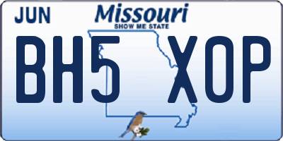 MO license plate BH5X0P