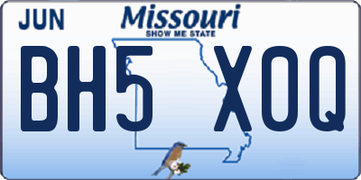 MO license plate BH5X0Q