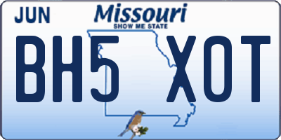 MO license plate BH5X0T