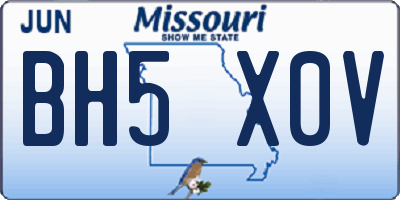 MO license plate BH5X0V