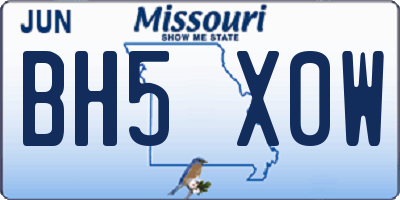 MO license plate BH5X0W