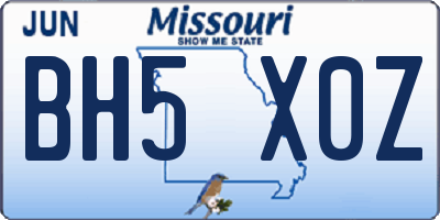 MO license plate BH5X0Z
