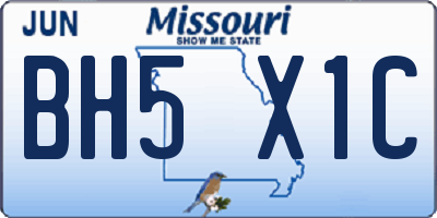 MO license plate BH5X1C