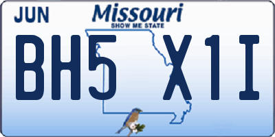 MO license plate BH5X1I