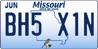 MO license plate BH5X1N
