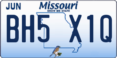 MO license plate BH5X1Q