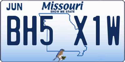 MO license plate BH5X1W