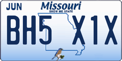 MO license plate BH5X1X
