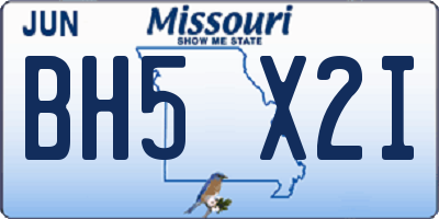 MO license plate BH5X2I