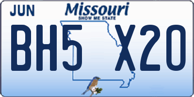 MO license plate BH5X2O