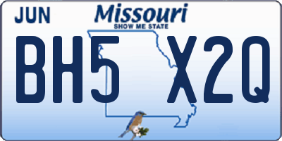 MO license plate BH5X2Q