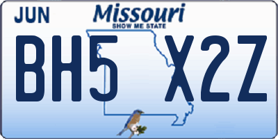 MO license plate BH5X2Z