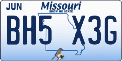 MO license plate BH5X3G