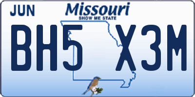 MO license plate BH5X3M
