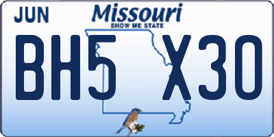 MO license plate BH5X3O