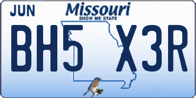 MO license plate BH5X3R