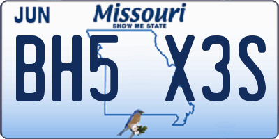 MO license plate BH5X3S