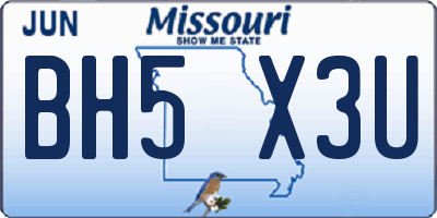 MO license plate BH5X3U