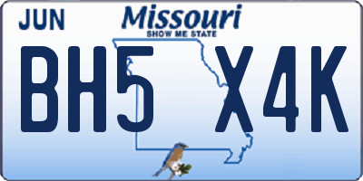 MO license plate BH5X4K
