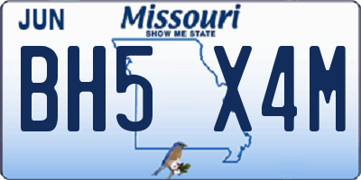 MO license plate BH5X4M