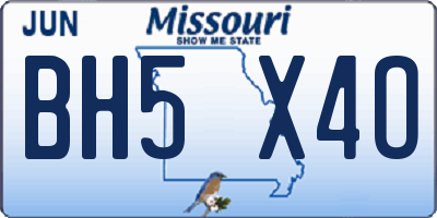 MO license plate BH5X4O