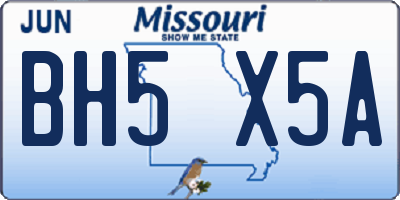 MO license plate BH5X5A