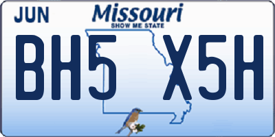 MO license plate BH5X5H
